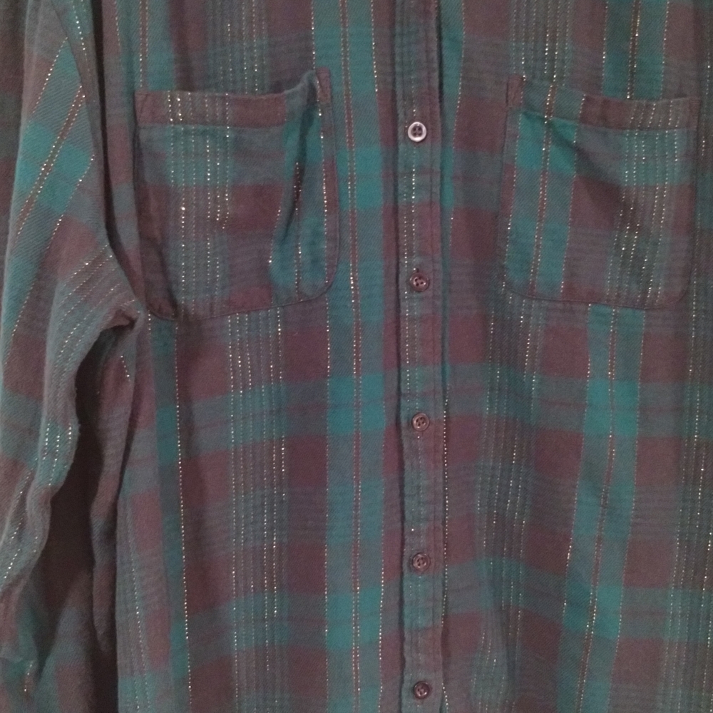 Wonderly Green, Black & Gold Plaid Flannel Shirt - Picture 3 of 7